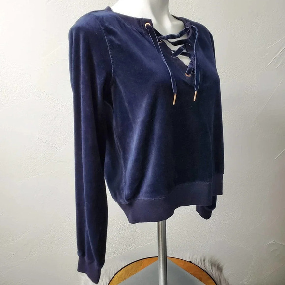 BETSEY JOHNSON | Performance Blue Velour Laceup Small - Picture 4 of 9